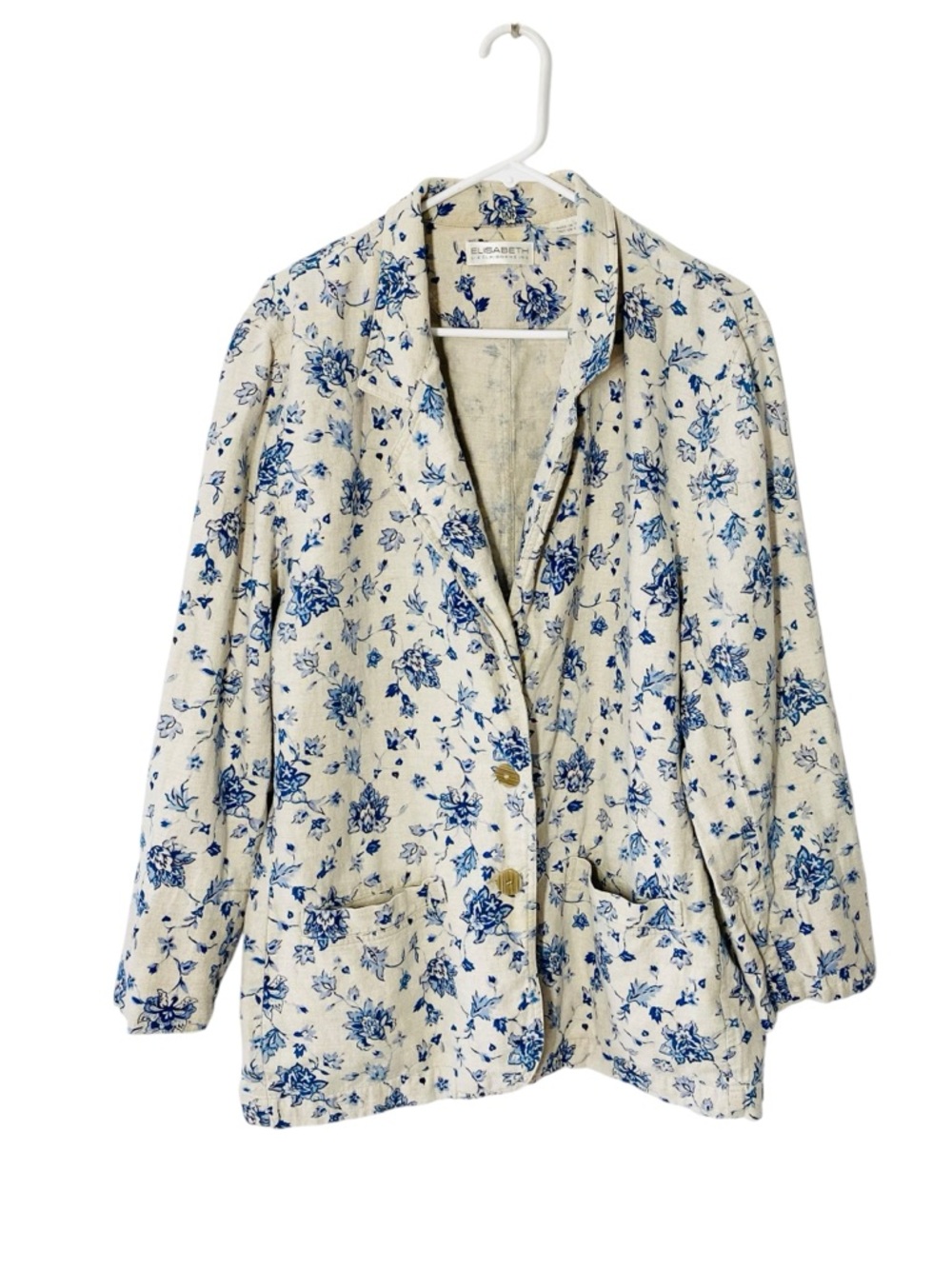 VINTAGE LIZ CLAIBORNE Linen Floral Blazer Jacket